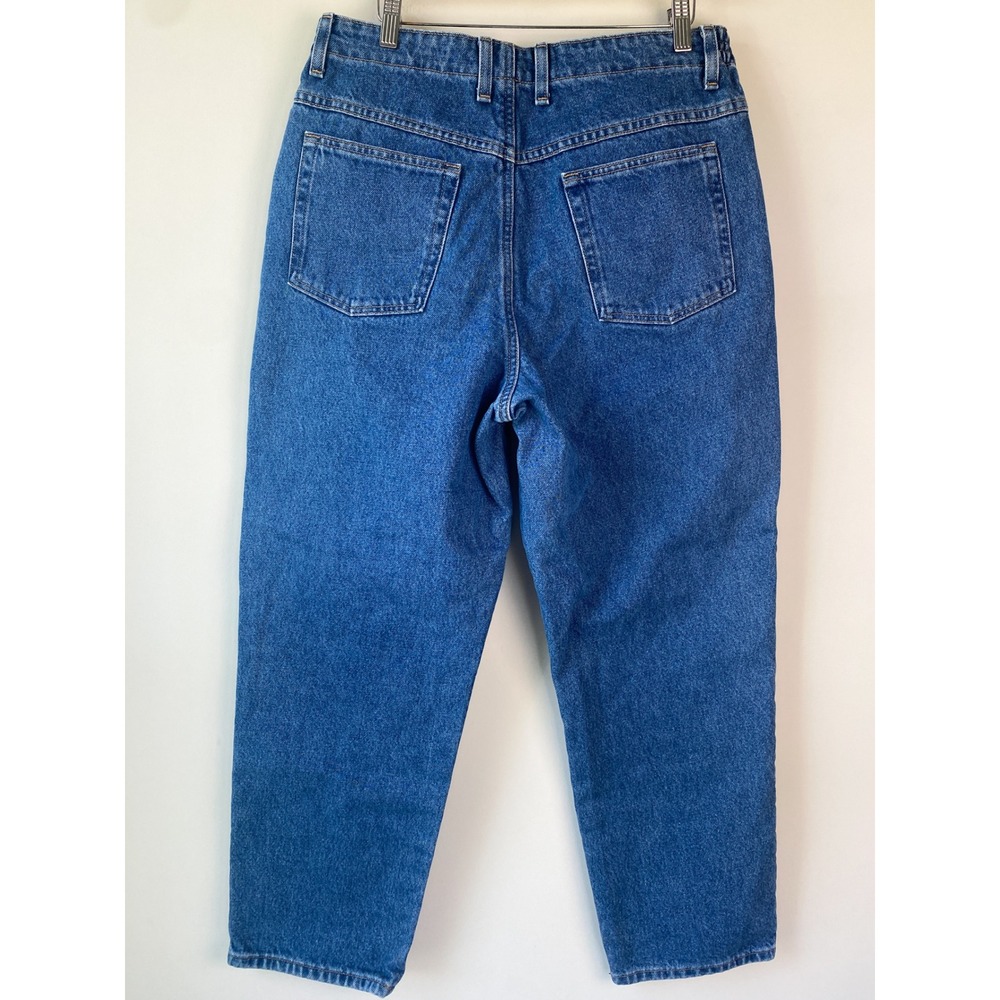 LL Bean Womens Relaxed Flannel Lined Jeans 14 Petite Blue Tapered Leg 299546 - Picture 5 of 12